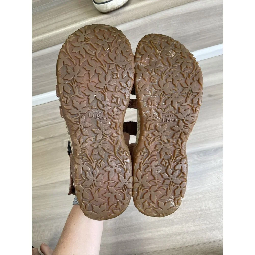LL Bean L.L. Bean Womens Brown Strappy Strap Sandals With Hook Closure Sz‎ 8